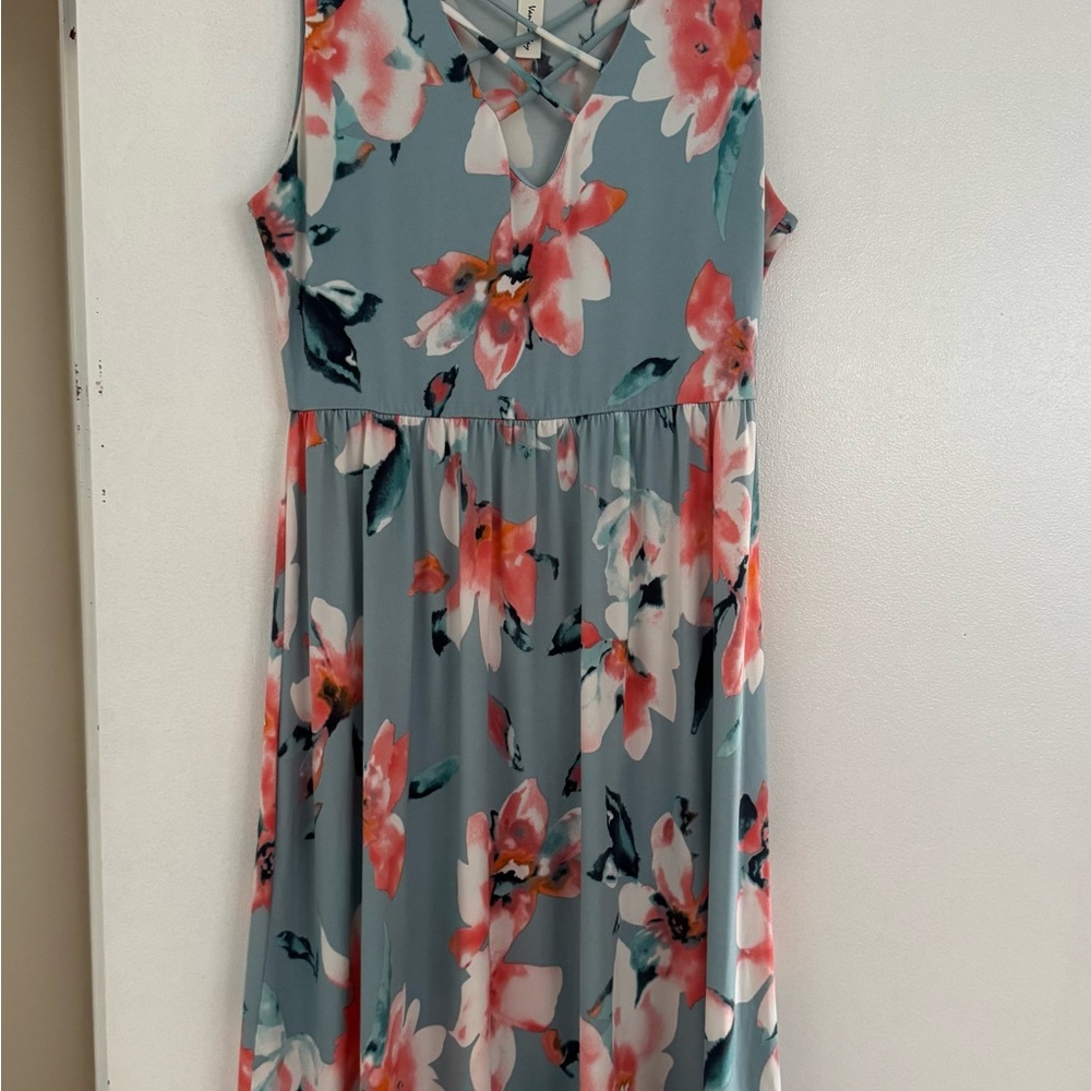 Vanity Blue Floral Criss-Cross Dress